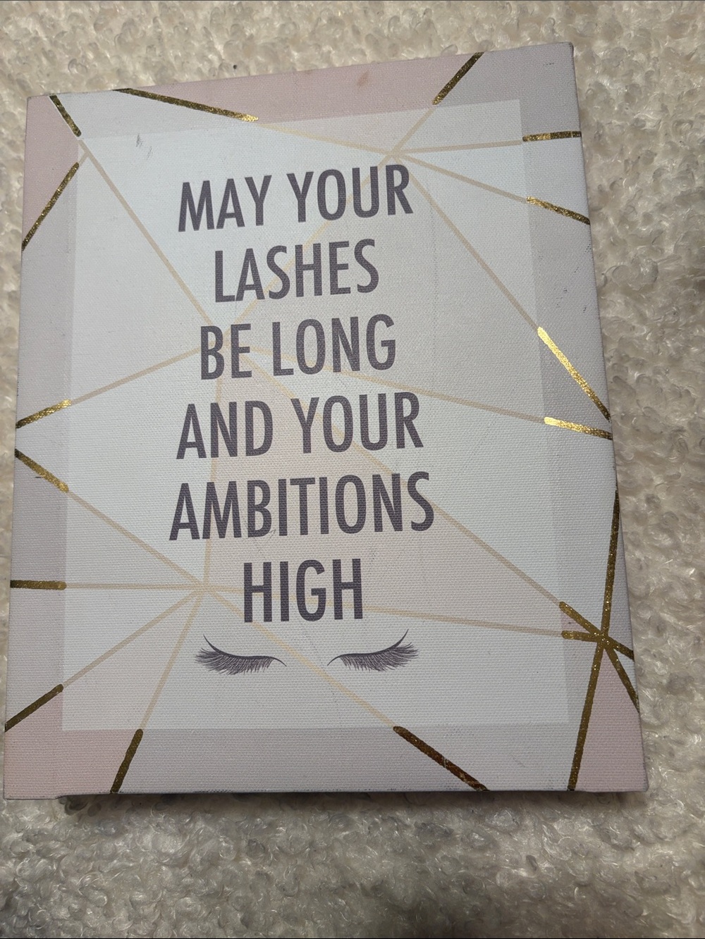 Inspirational Lashes Wall Art in Pink, White & Gold